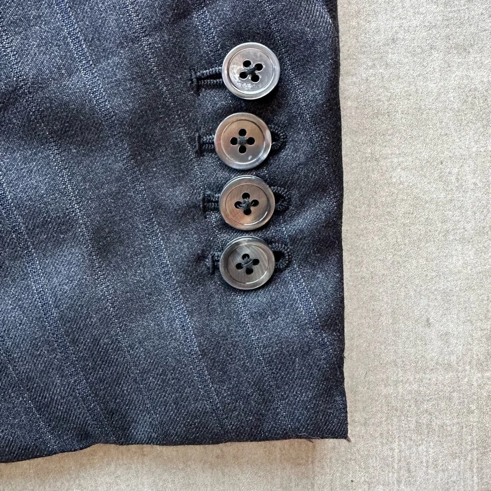 ISAIA Recent Striped Charcoal + Blue Wool Blazer - 38R - Picture 10 of 13